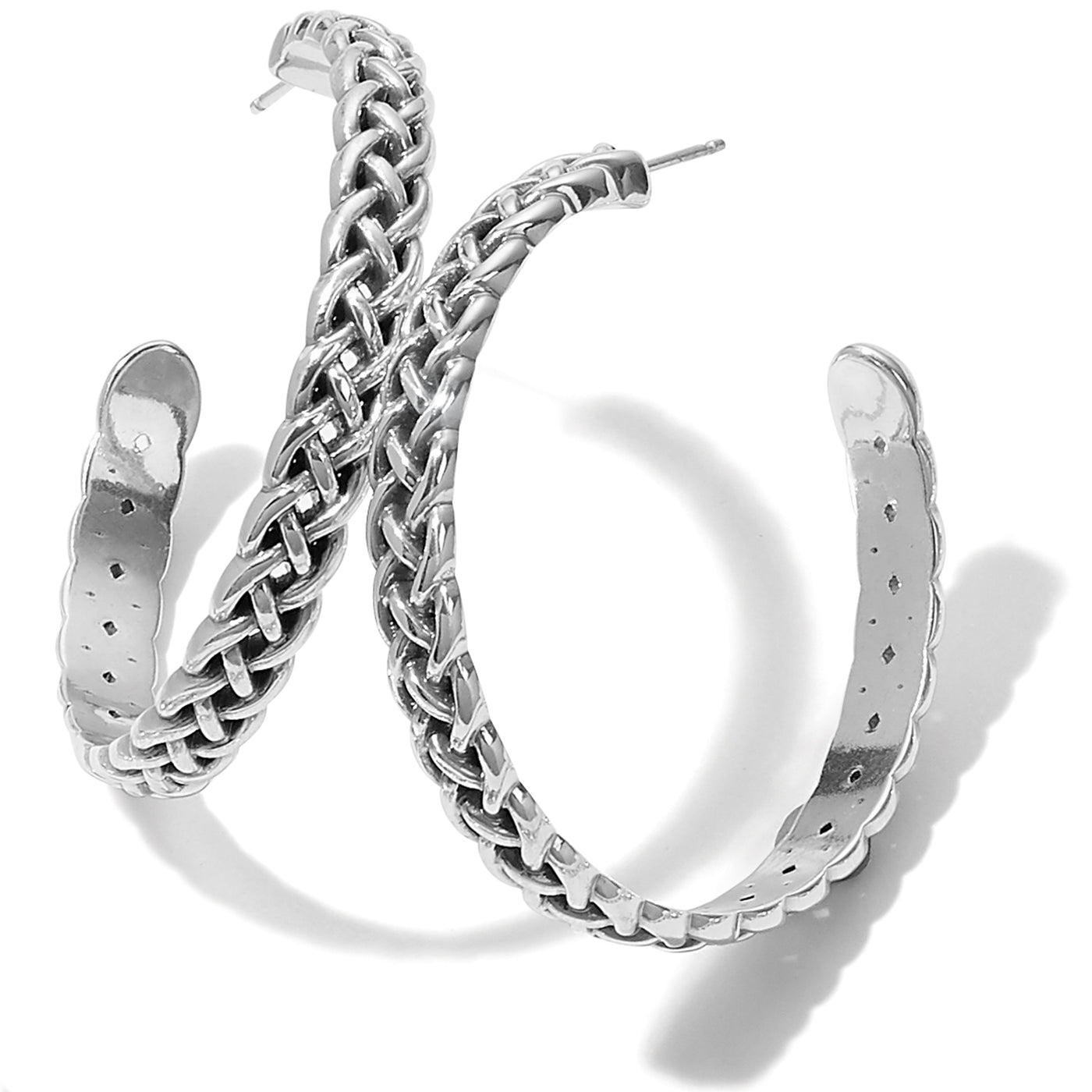 Interlock Braid Large Hoop Earrings