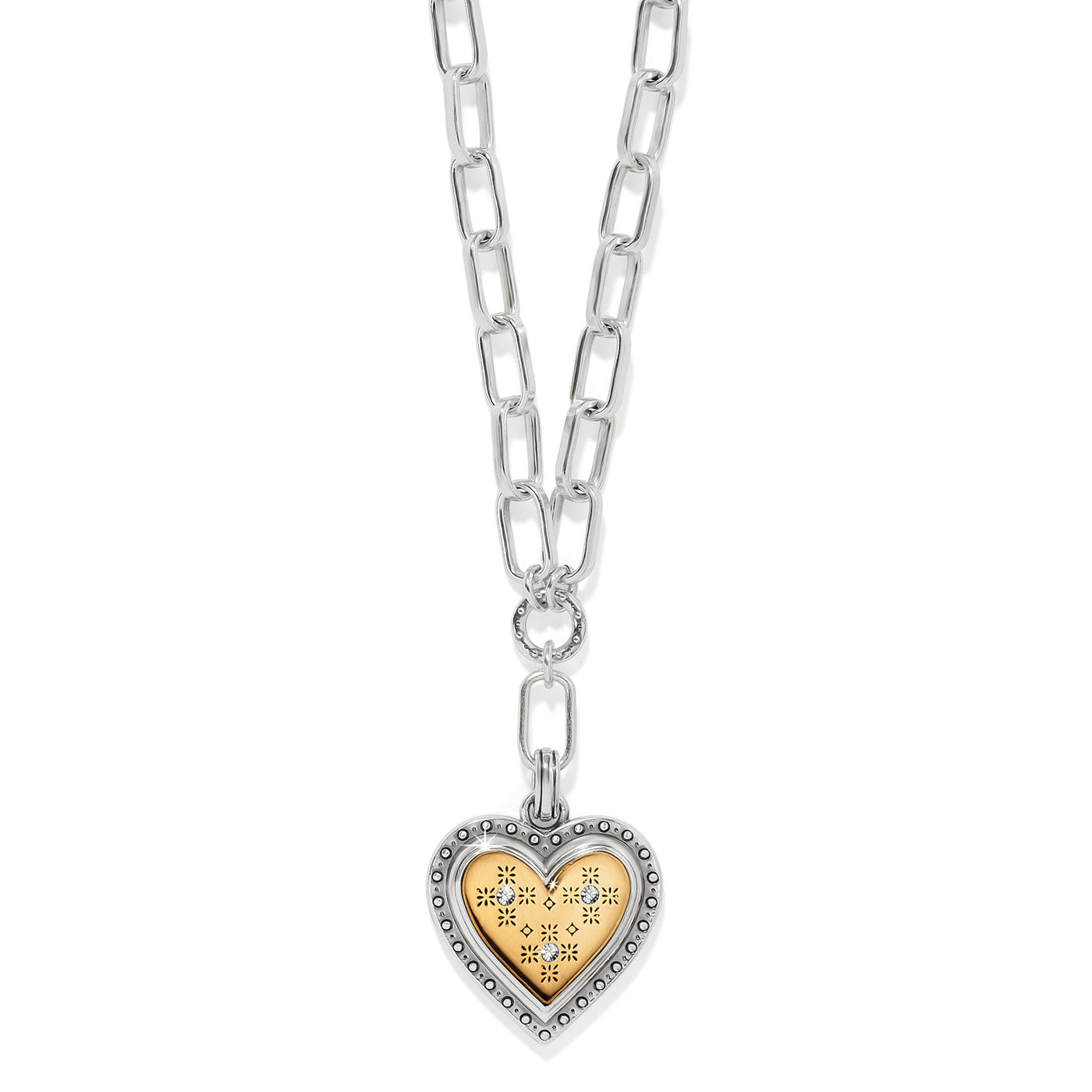 MOSAIC HEART TWO TONE NECKLACE