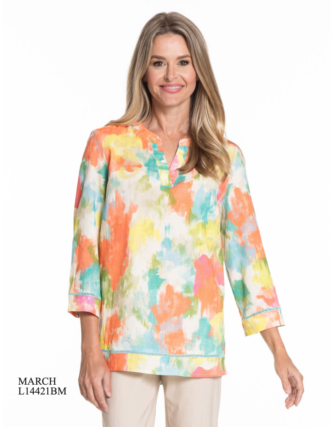 Notch Neck Printed Popover Top