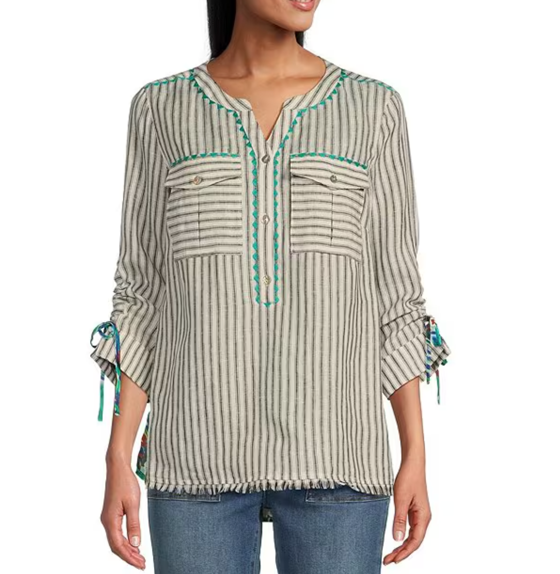 Stripe Button Up Tunic