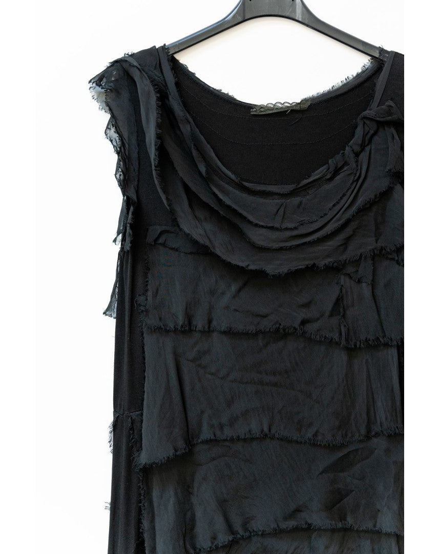 SOLID RUFFLE SHORT SILK DRESS