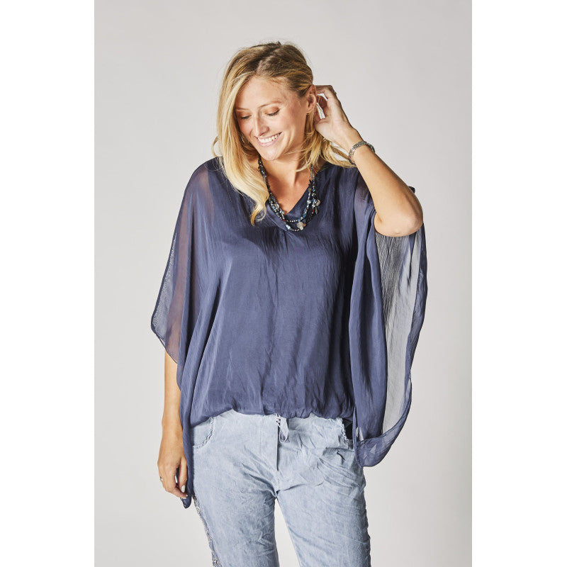 V NECK SILK BLOUSE