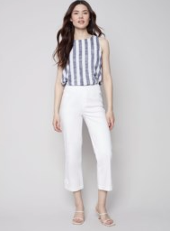 Pull On Denim Pant with Side Button Detail