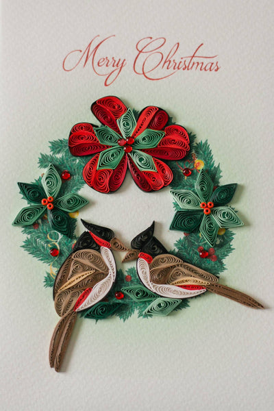 Christmas Birds with Wreath