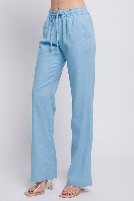 Linen Woven Solid Pants